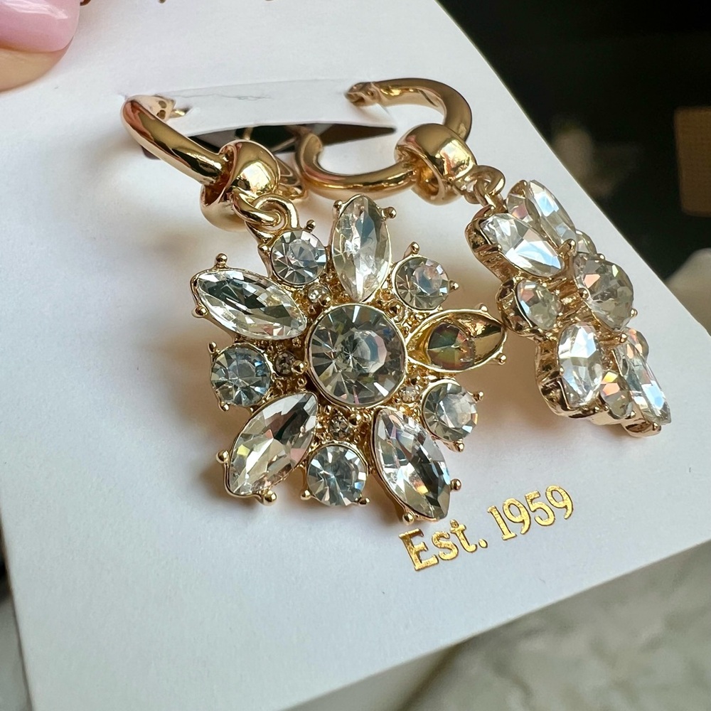 Lilly Pulitzer Gold and Crystal Floral Earrings